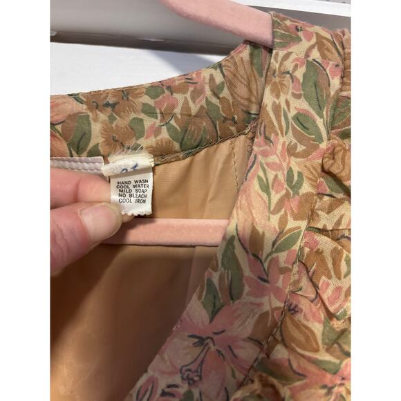 [Vintage] Roberta of California Beige Pink Floral Maxi Prairie Dress - Size S - Picture 4 of 6